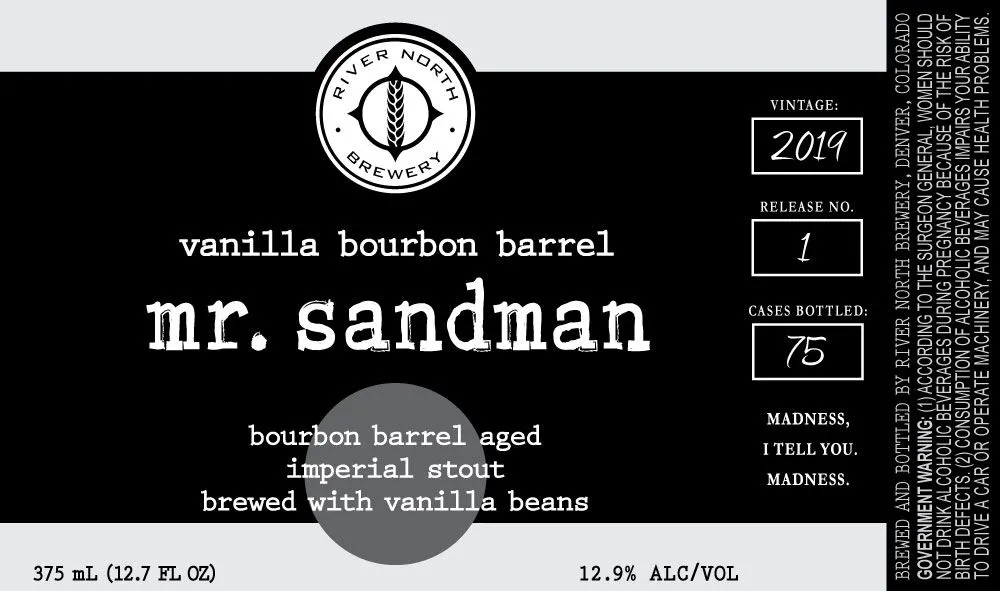 Vanilla Bourbon Barrel Mr. Sandman label