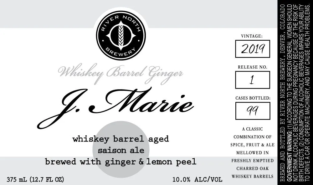 Whiskey Barrel Ginger J. Marie — full label as filed with TTB