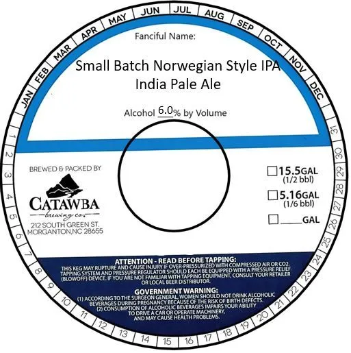 Small Batch Norwegian Style IPA India Pale Ale — full label as filed with TTB