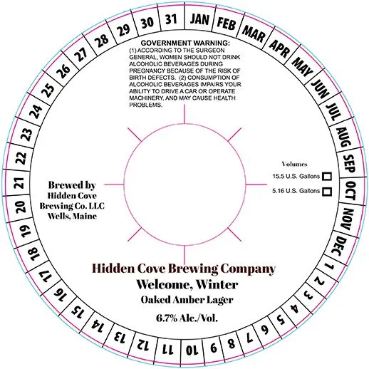 Welcome, Winter — full label as filed with TTB