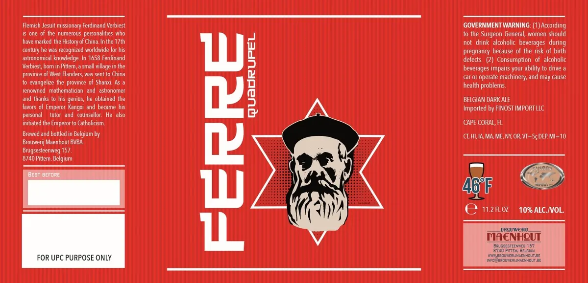 Ferre Quadrupel — full label as filed with TTB