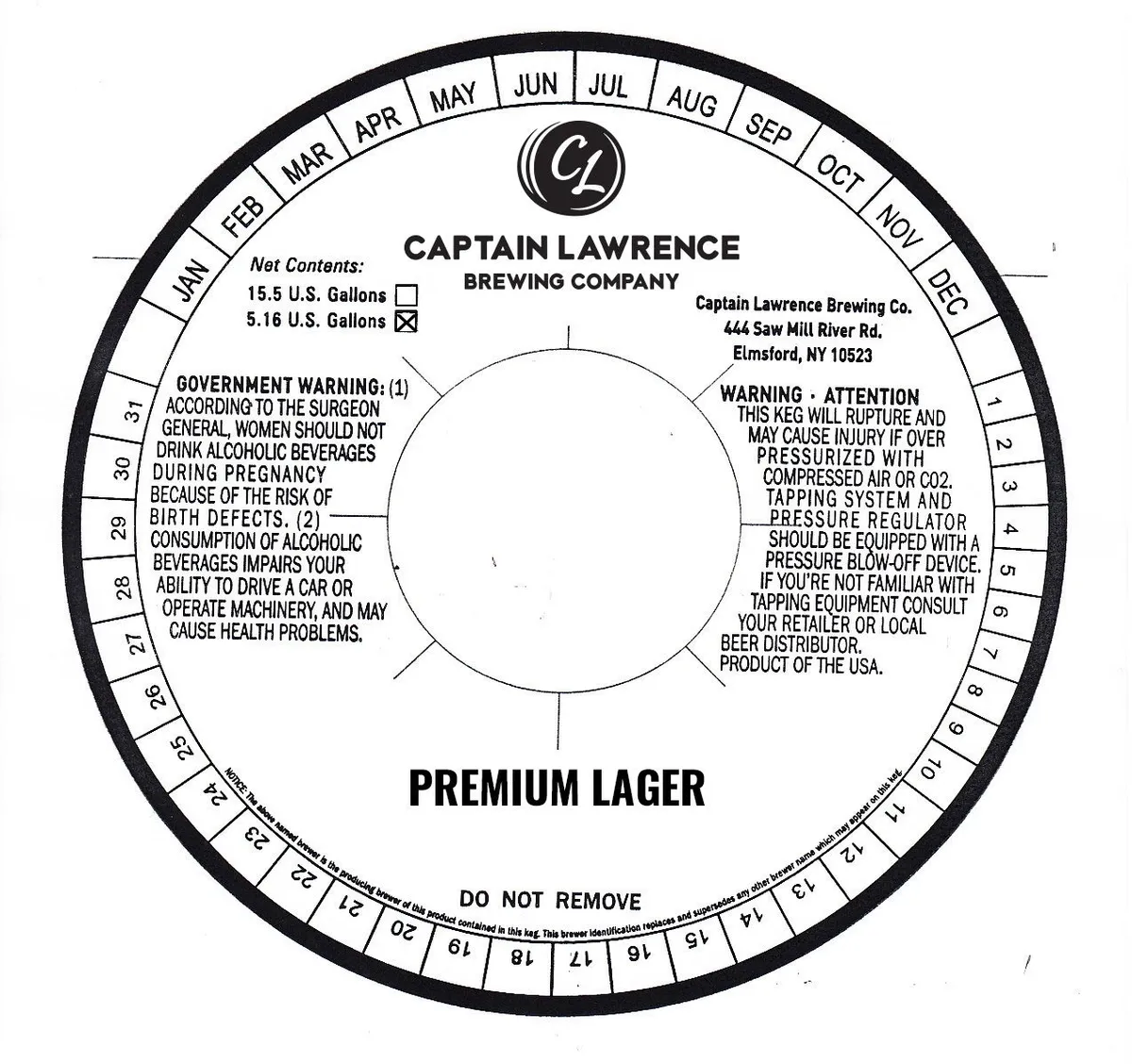 Premium Lager — full label as filed with TTB