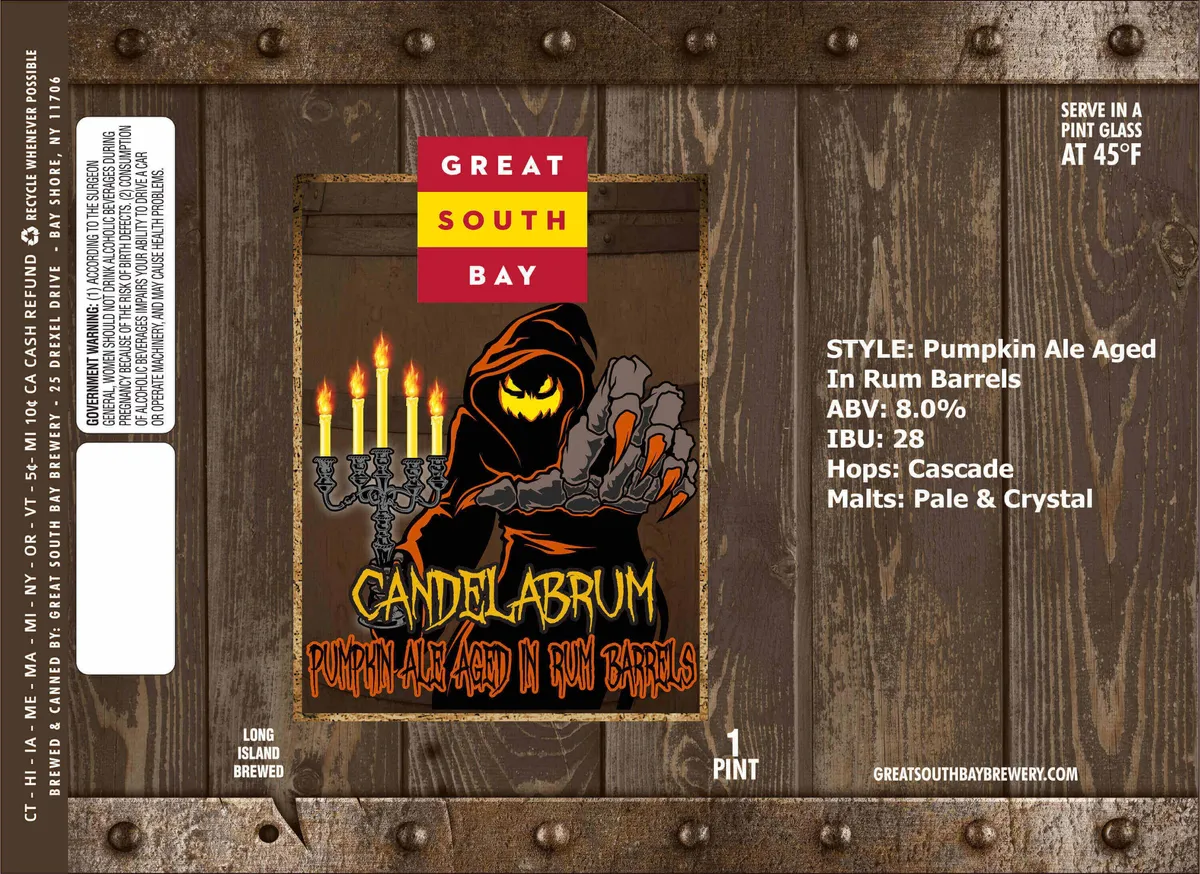 Candelabrum Pumpkin Ale Aged In Rum Barrels — full label as filed with TTB