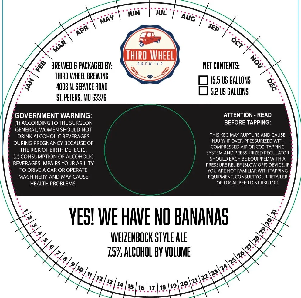 Yes! We Have No Bananas — full label as filed with TTB