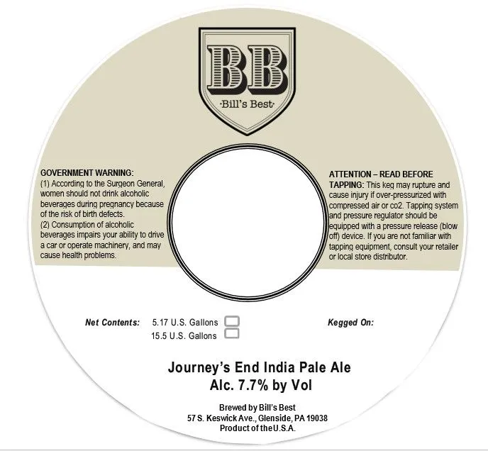 Journey's End India Pale Ale — full label as filed with TTB