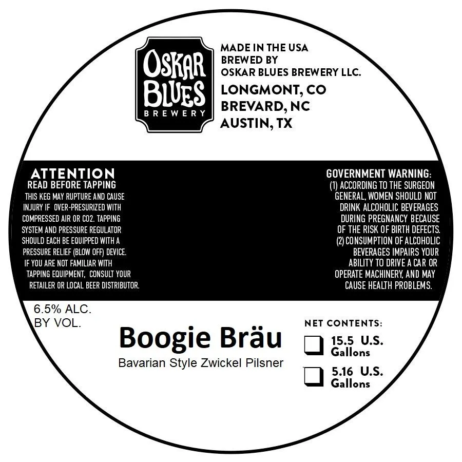 Boogie Bräu — full label as filed with TTB