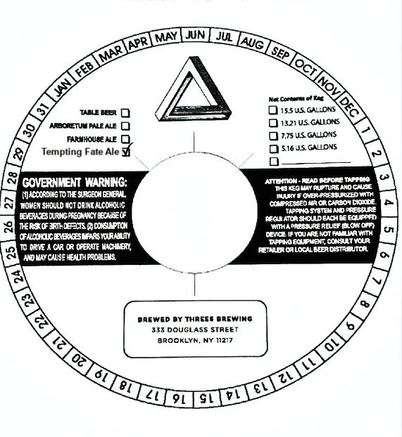 Tempting Fate Ale — full label as filed with TTB