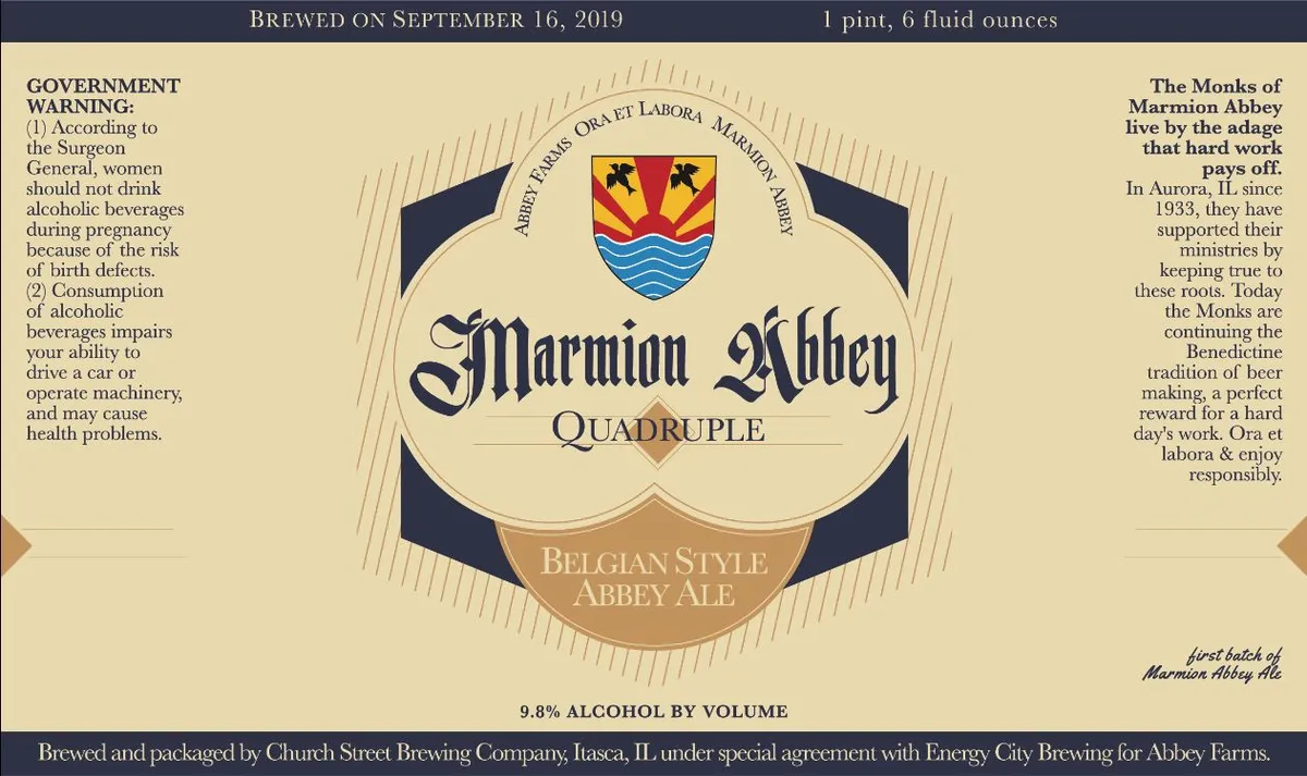 Marmion Abbey Quadruple — full label as filed with TTB