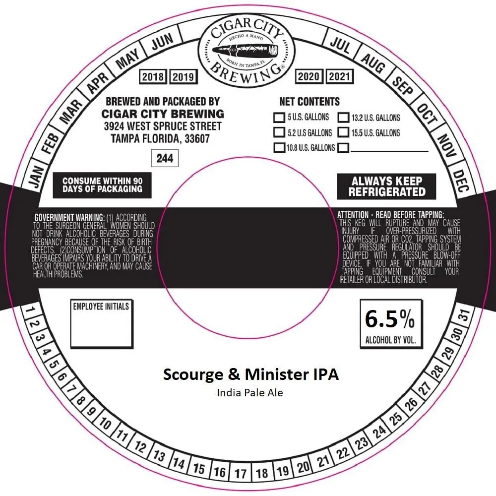 Scourge & Minister IPA — full label as filed with TTB