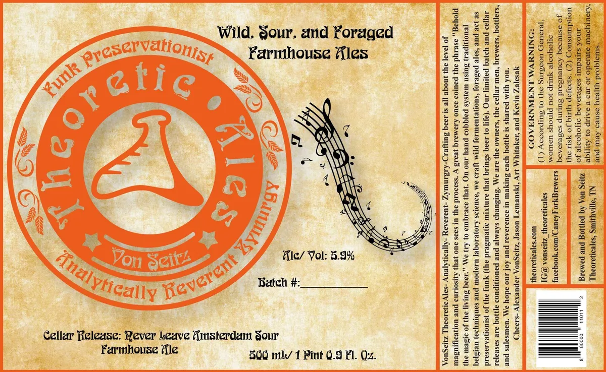 Never Leave Amsterdam — full label as filed with TTB