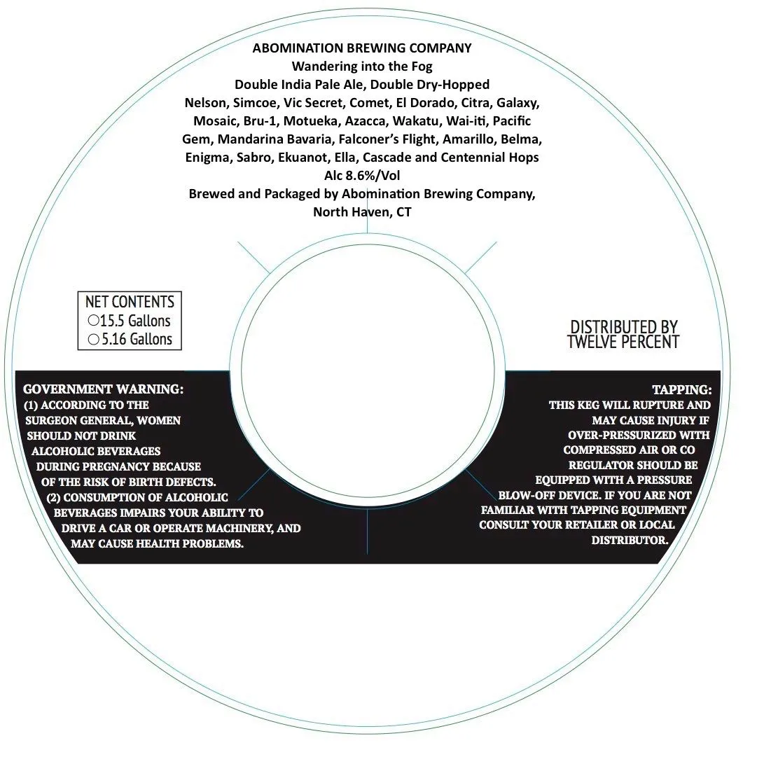 Wandering into the Fog — full label as filed with TTB