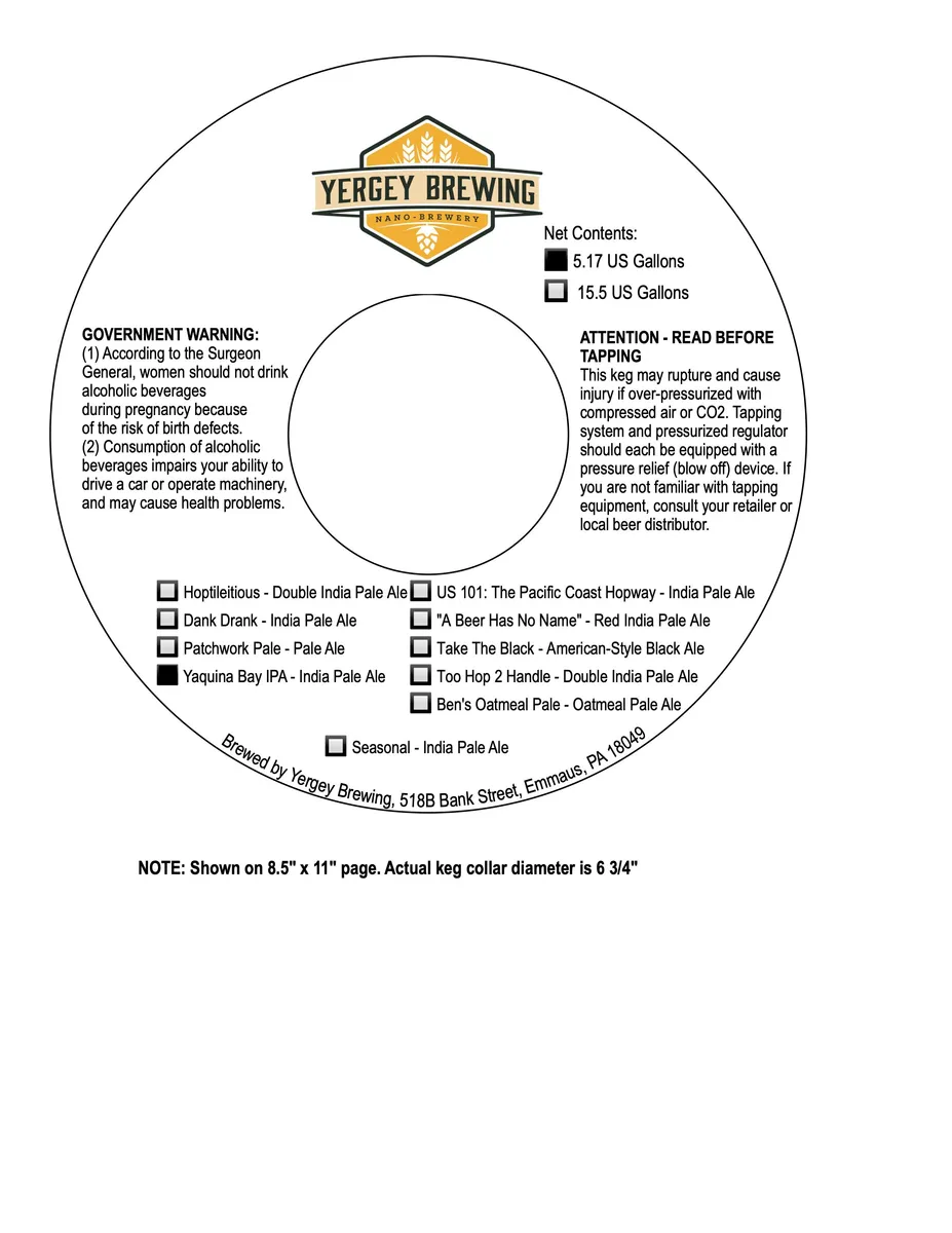 Yaquina Bay IPA — full label as filed with TTB