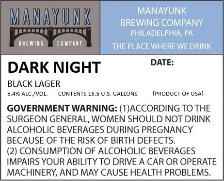 Dark Night — full label as filed with TTB