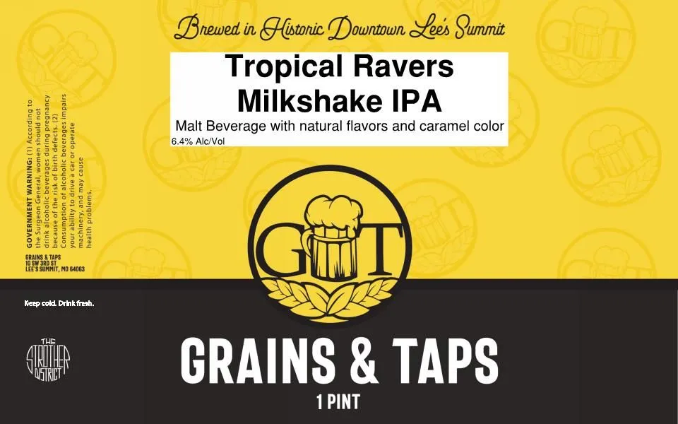 Tropical Ravers Milkshake IPA — full label as filed with TTB