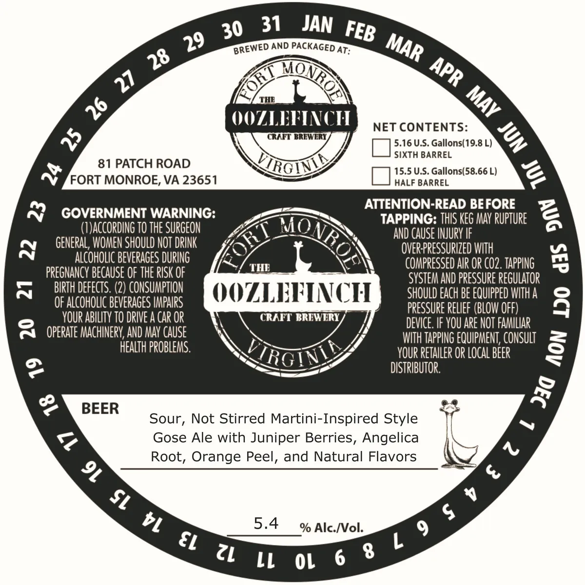 Sour, Not Stirred Martini-Inspired Style — full label as filed with TTB