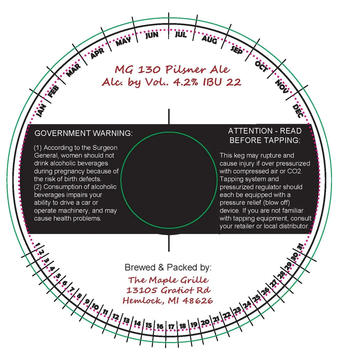 MG 130 Pilsner Ale — full label as filed with TTB