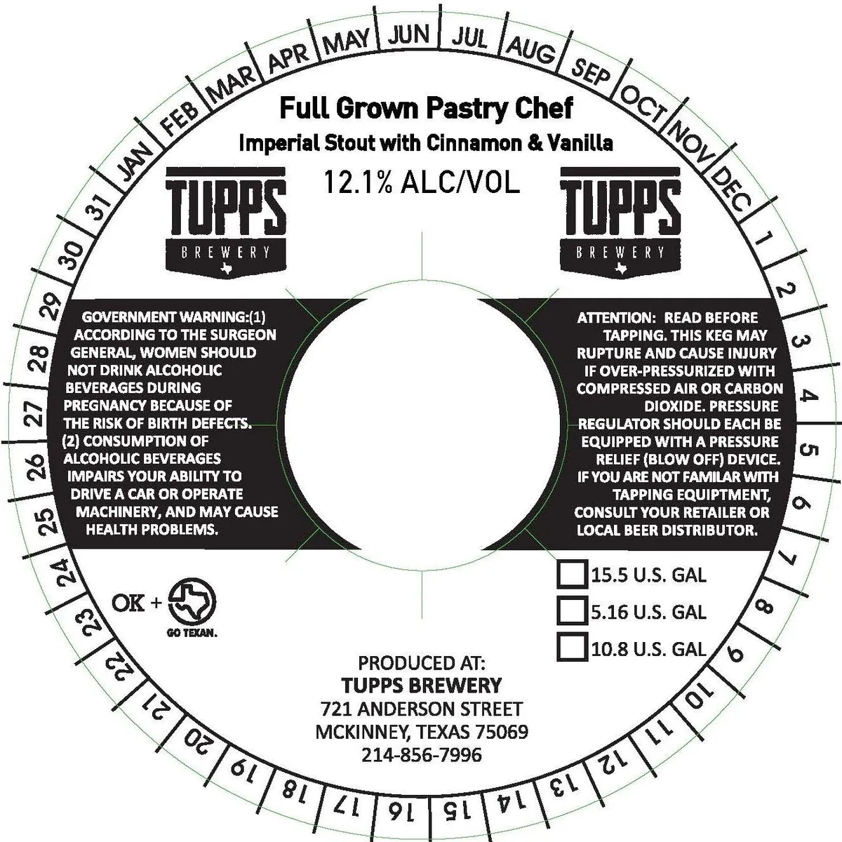 Full Grown Pastry Chef Imperial Stout — full label as filed with TTB