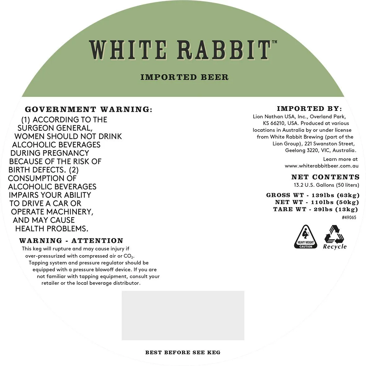 White Rabbit — full label as filed with TTB