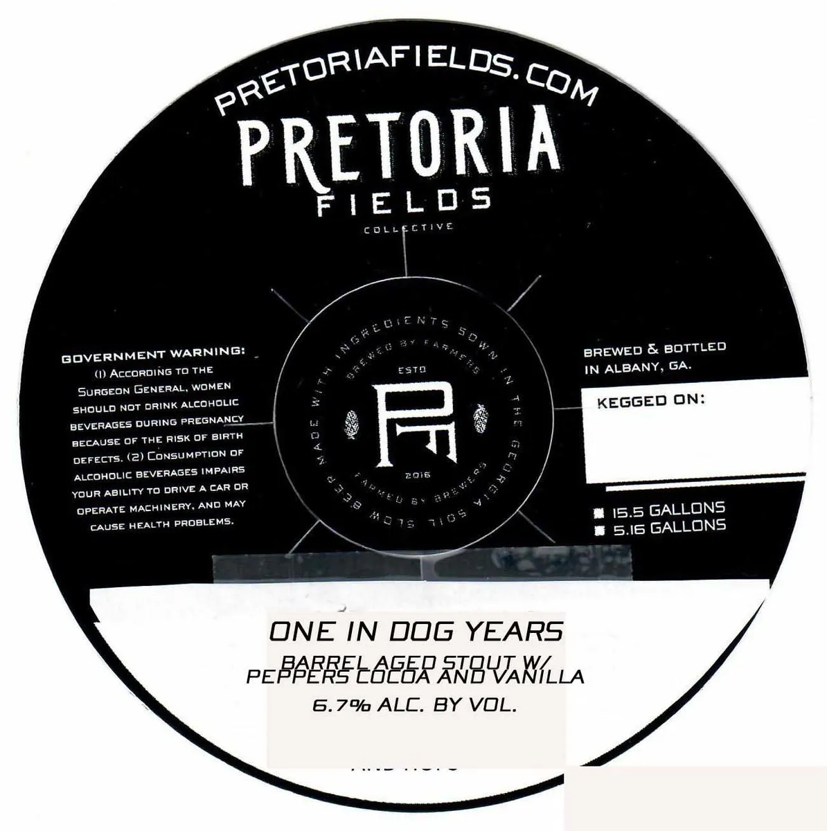 One In Dog Years — full label as filed with TTB