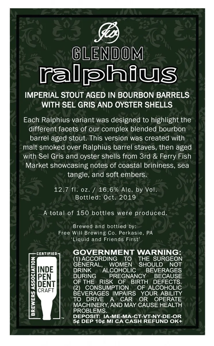 Glendom Ralphius — full label as filed with TTB