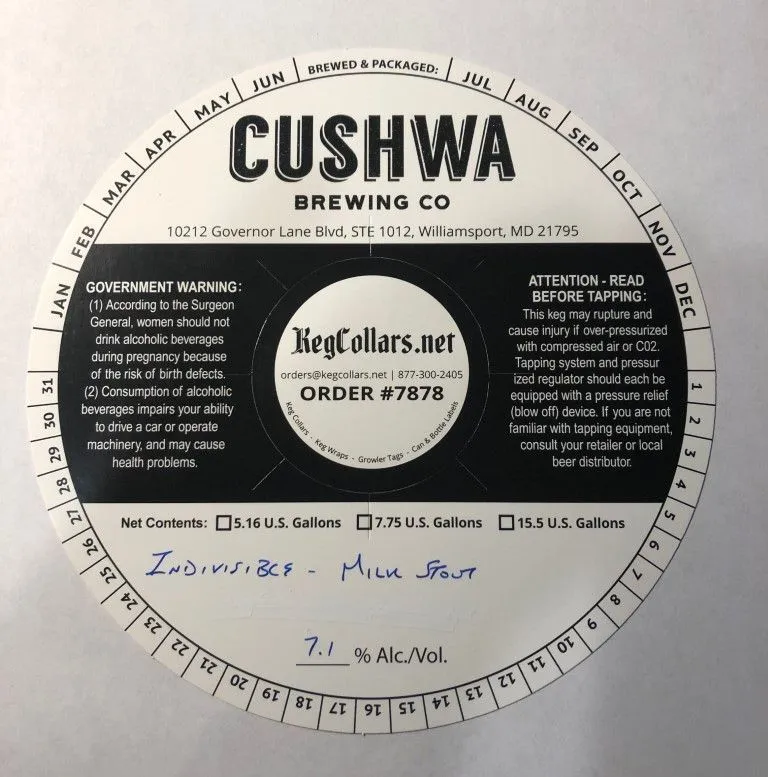 Indivisible Milk Stout — full label as filed with TTB