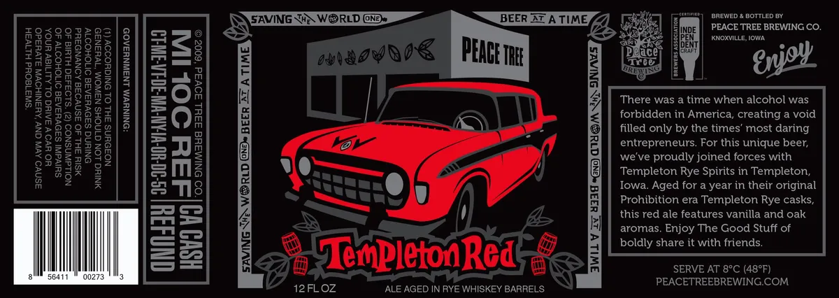 Templeton Red — full label as filed with TTB