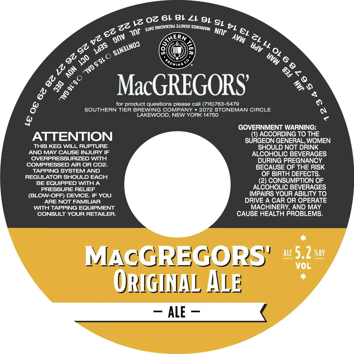 MacGregors' Original Ale — full label as filed with TTB
