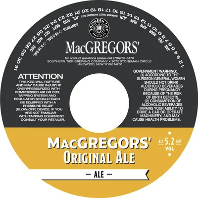 MacGregors' Original Ale label