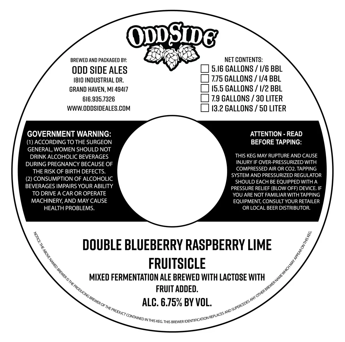 Double Blueberry Raspberry Lime Fruitsicle — full label as filed with TTB