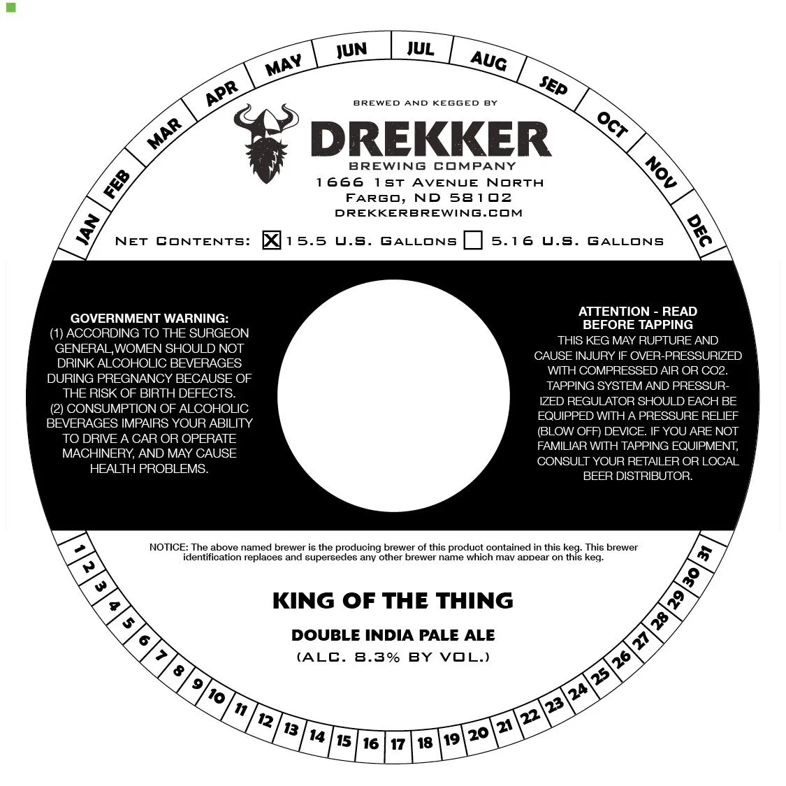 King of the Thing Double India Pale Ale — full label as filed with TTB
