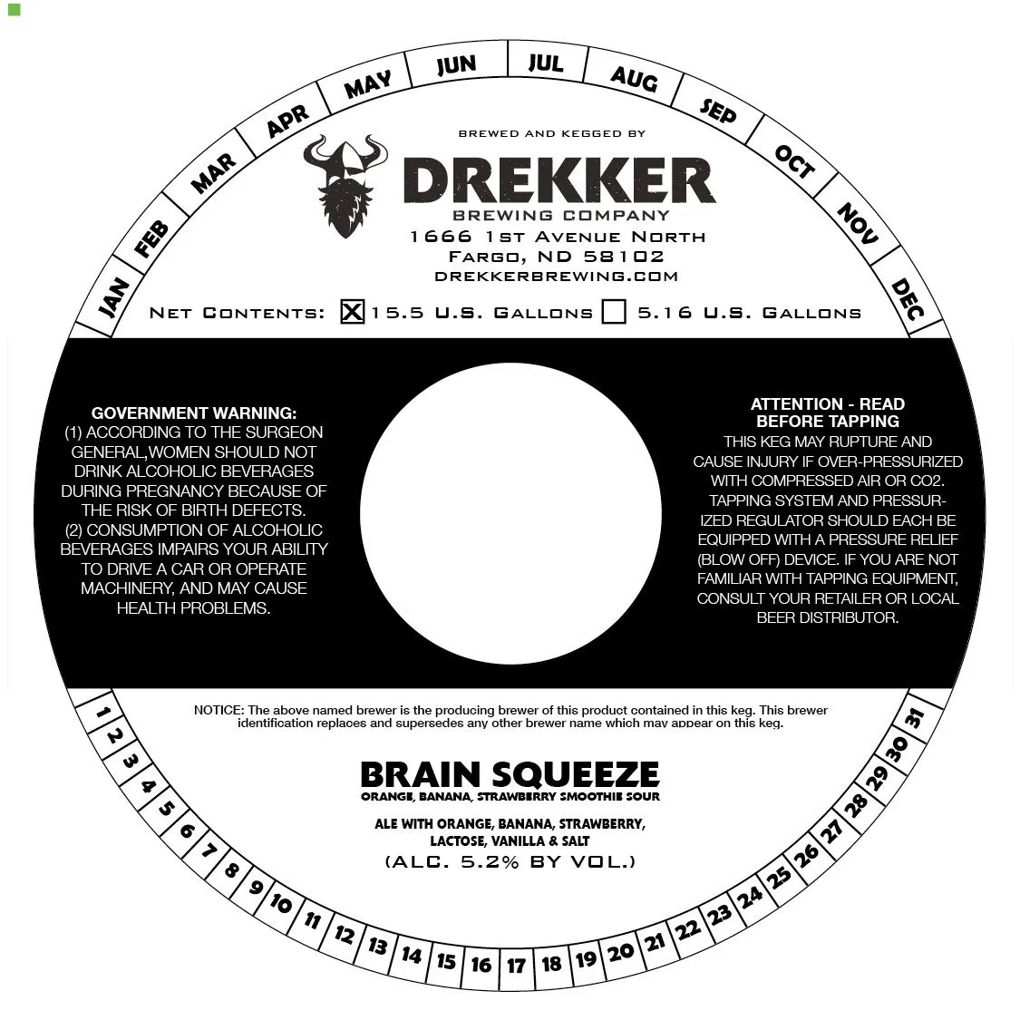 Brain Squeeze Orange Banana Strawberry Smoothie Sour — full label as filed with TTB