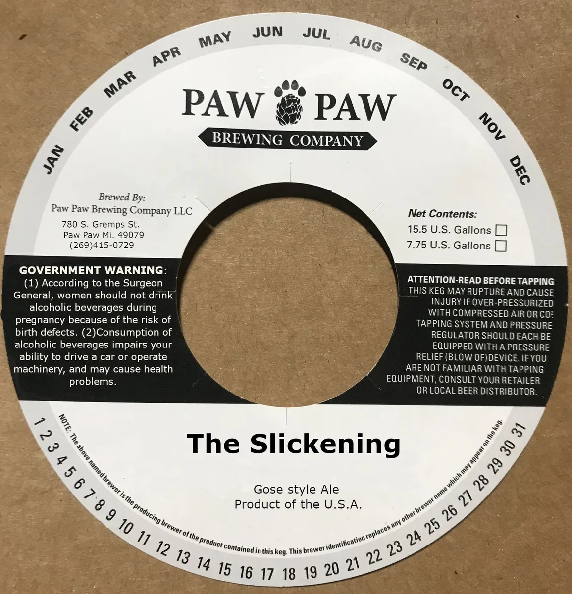 The Slickening — full label as filed with TTB