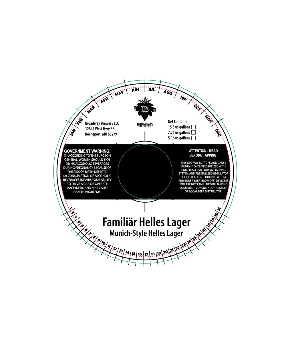 Familiär Helles Lager — full label as filed with TTB