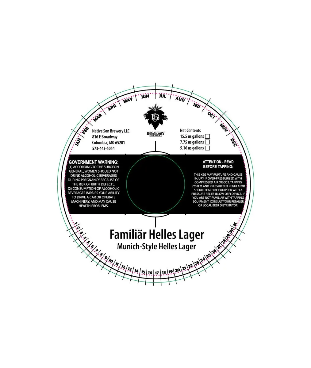 Familiär Helles Lager — full label as filed with TTB