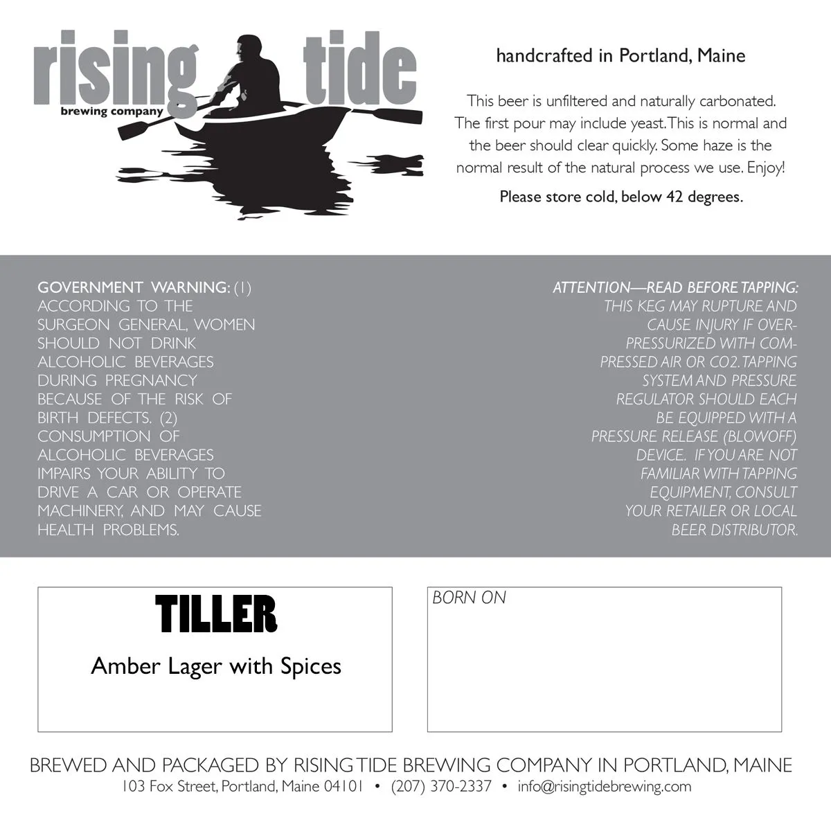Tiller — full label as filed with TTB