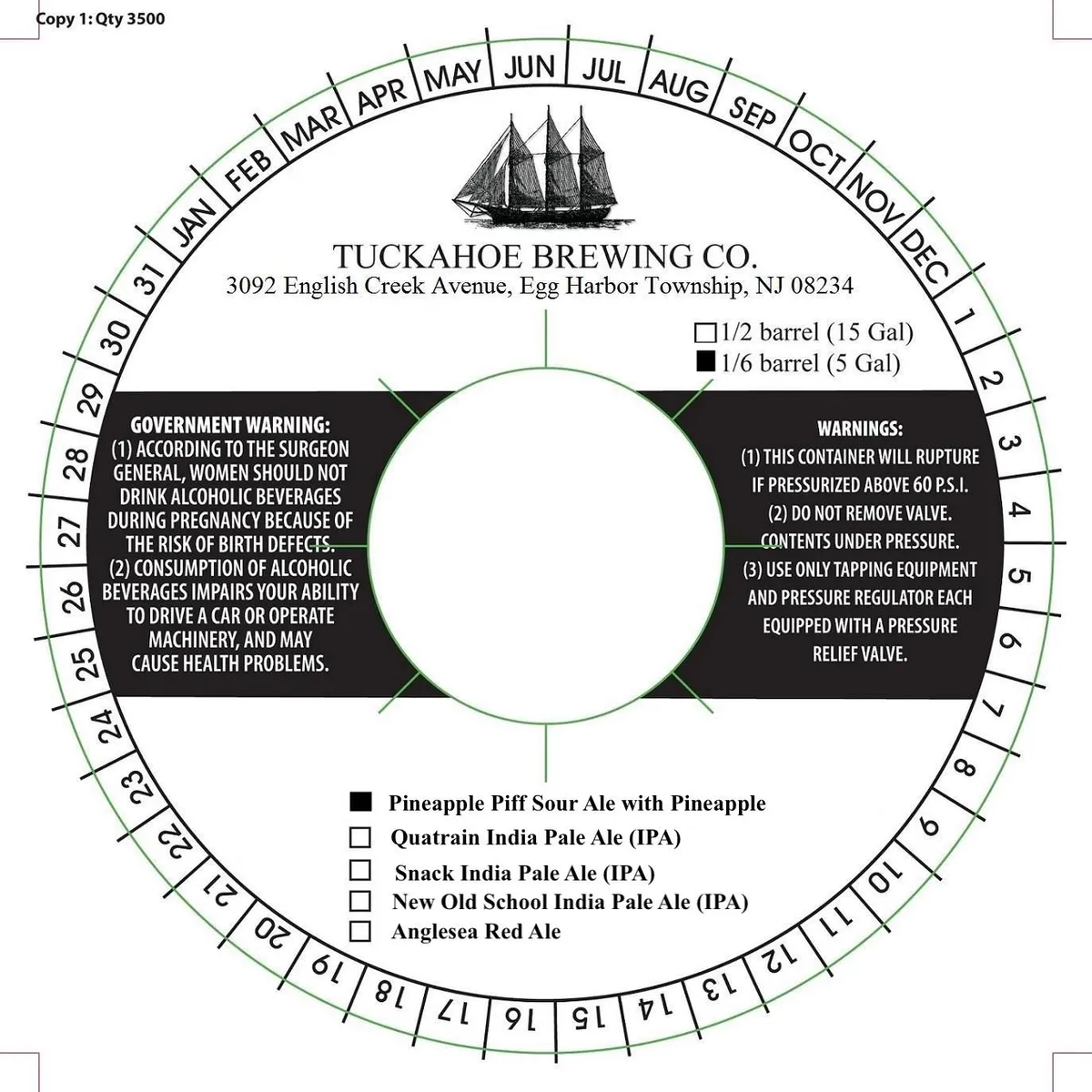 Pineapple Piff Sour Ale with Pineapple — full label as filed with TTB