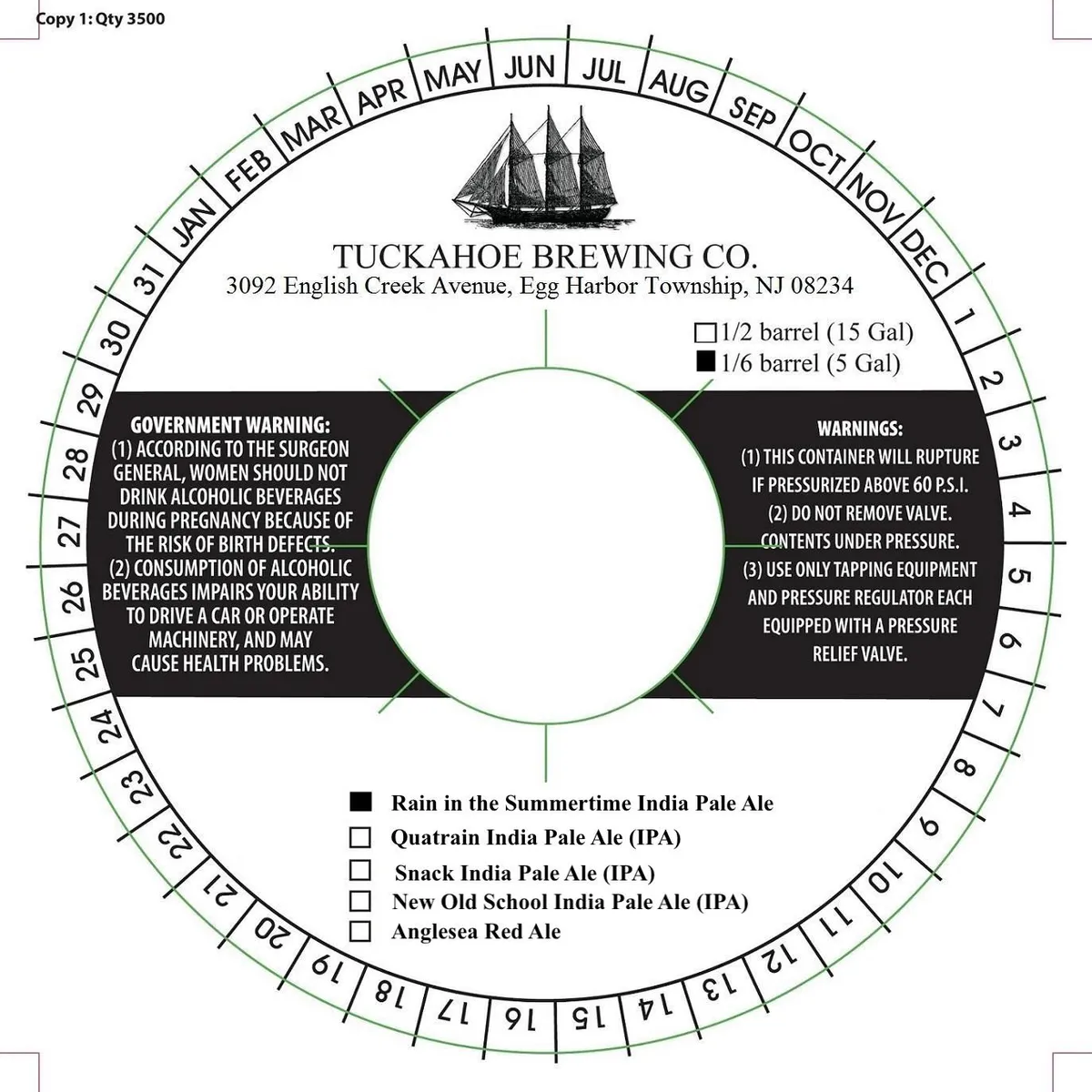 Rain in the Summertime India Pale Ale — full label as filed with TTB