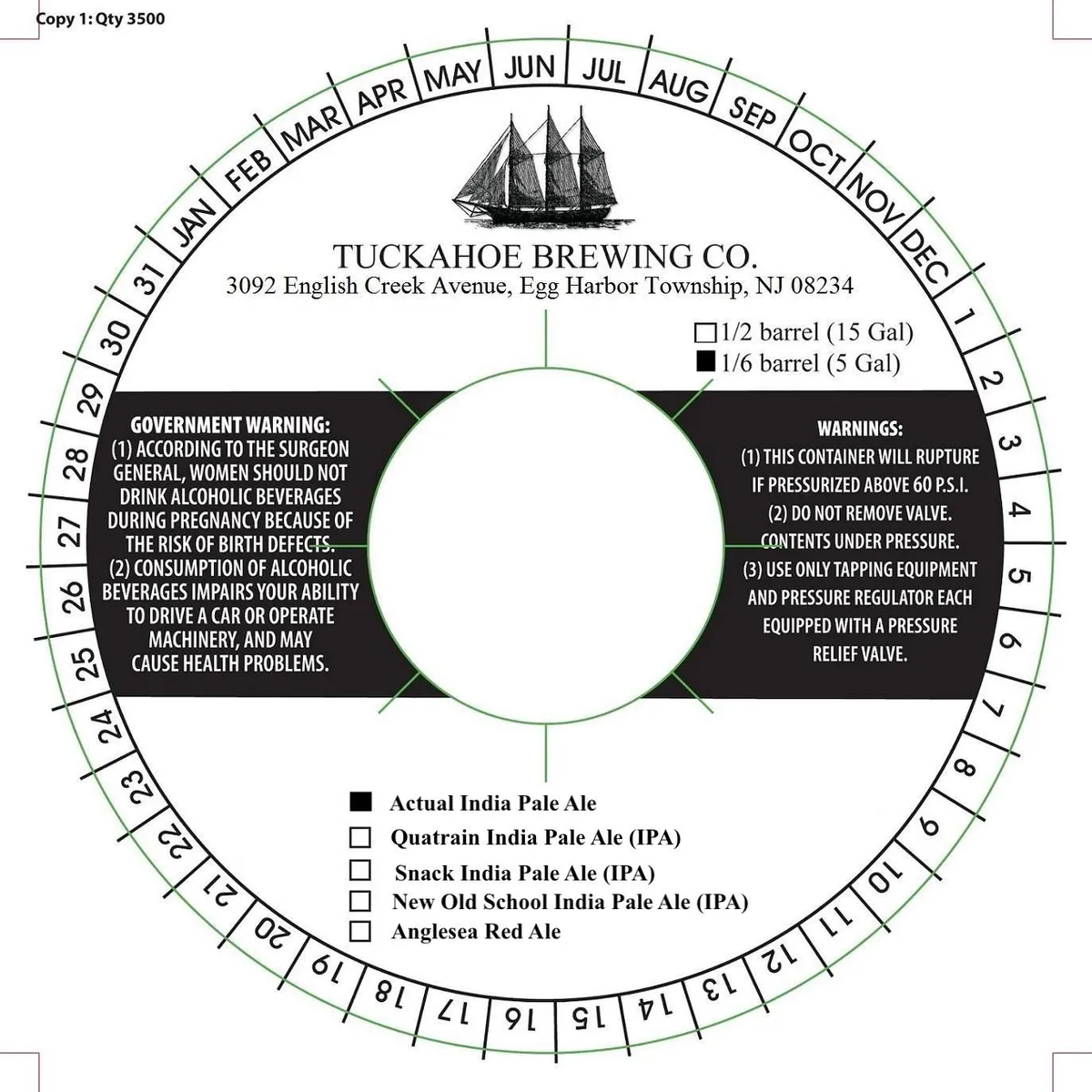 Actual India Pale Ale — full label as filed with TTB