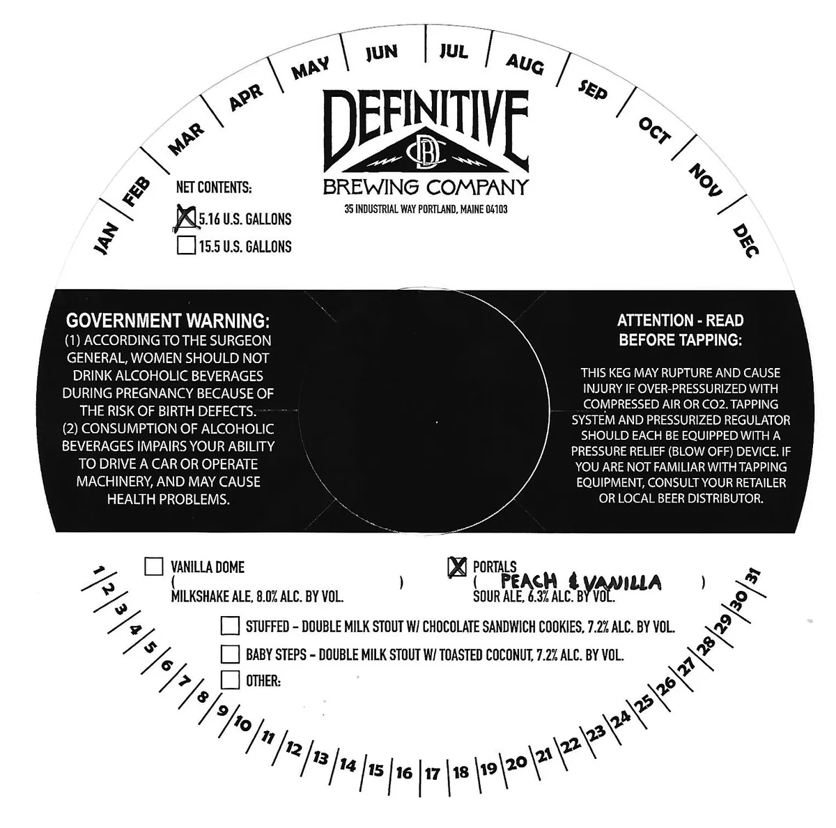 Portals Peach & Vanilla — full label as filed with TTB