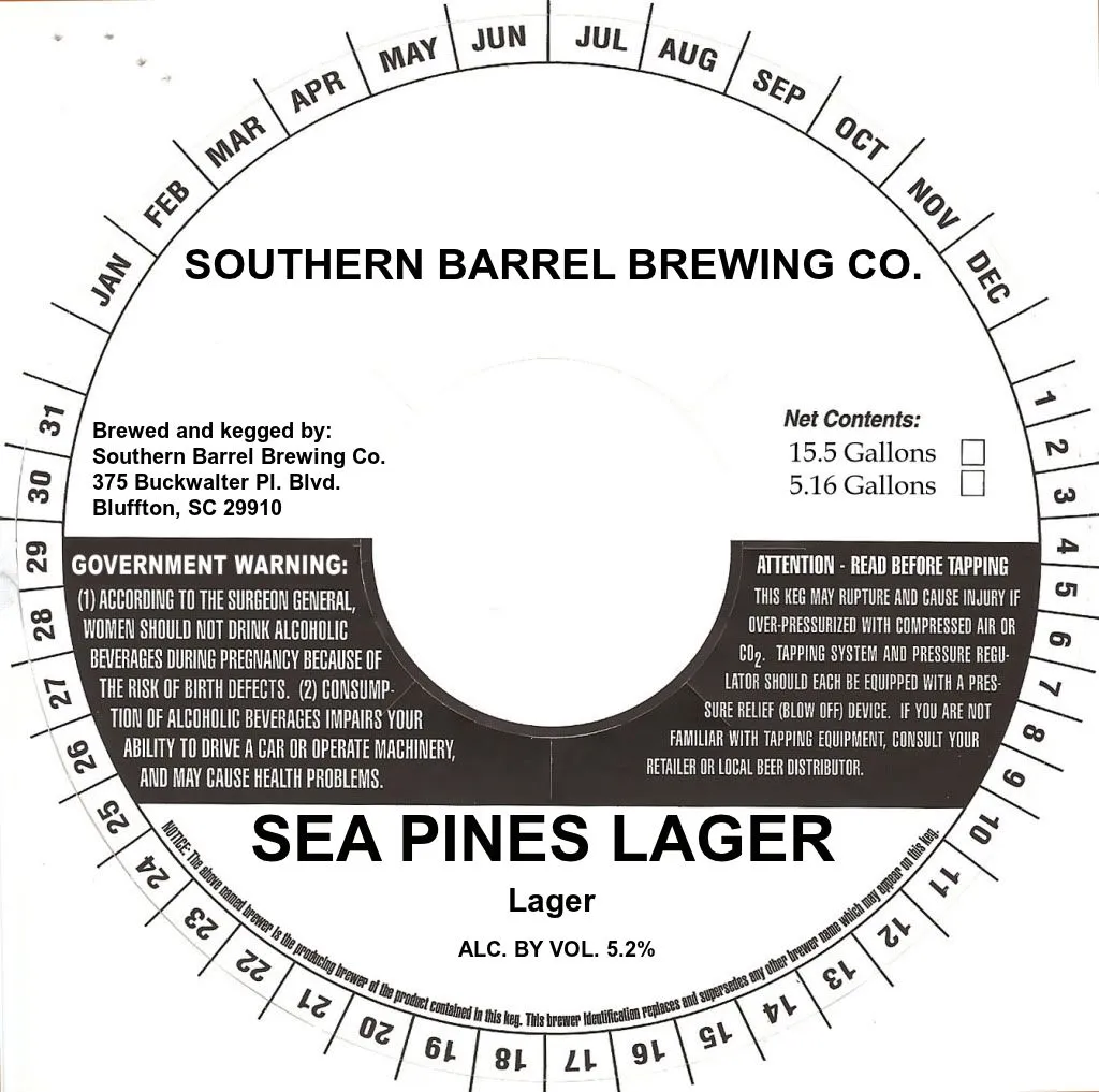 Sea Pines Lager — full label as filed with TTB