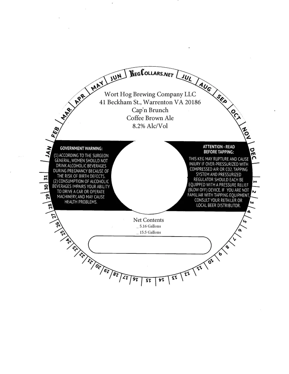 Cap'n Brunch Coffee Brown Ale — full label as filed with TTB