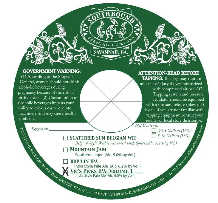 Vic's Picks IPA: Volume 1 — full label as filed with TTB