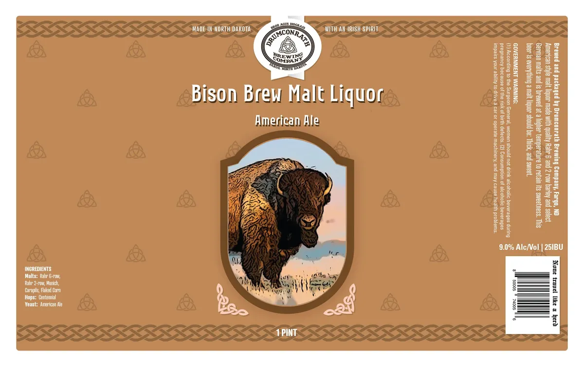 Bison Brew Malt Liquor American Ale — full label as filed with TTB