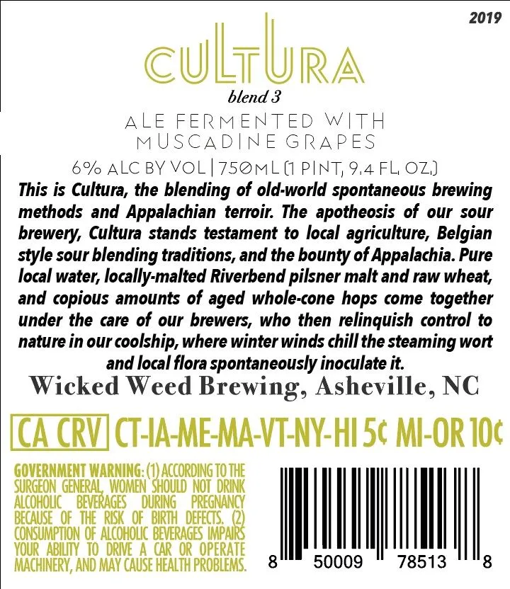Cultura Blend 3 — full label as filed with TTB