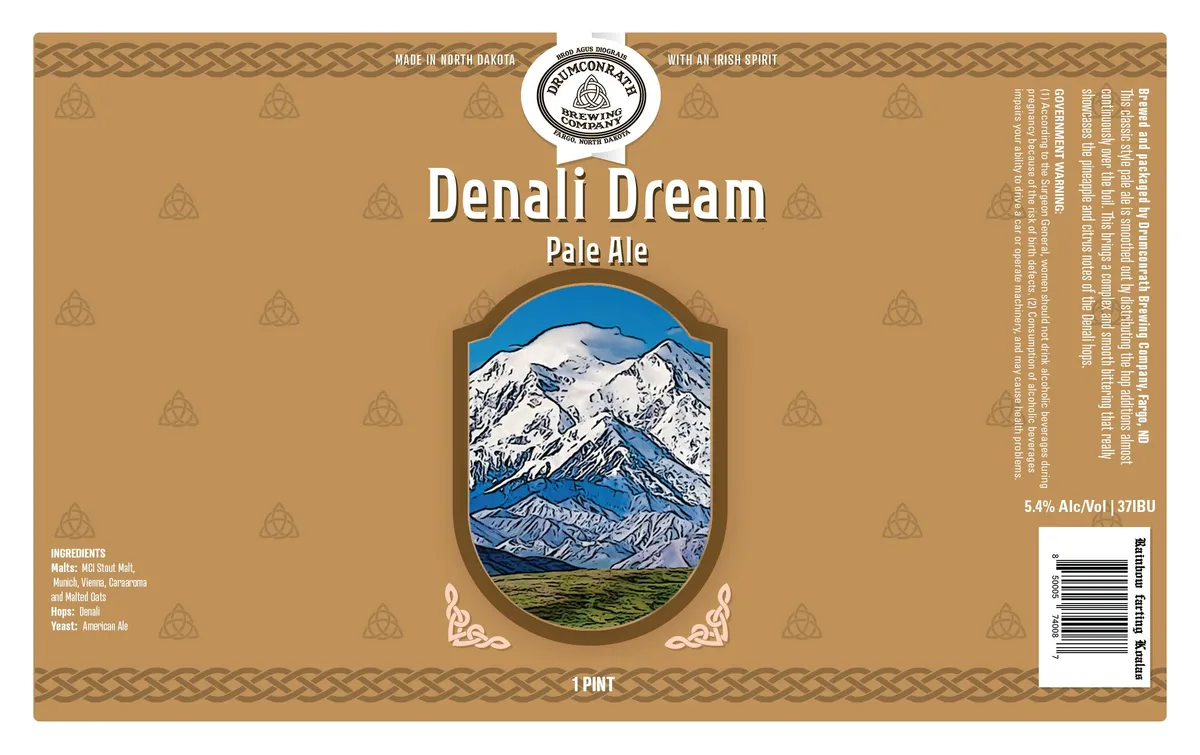 Denali Dream Pale Ale — full label as filed with TTB