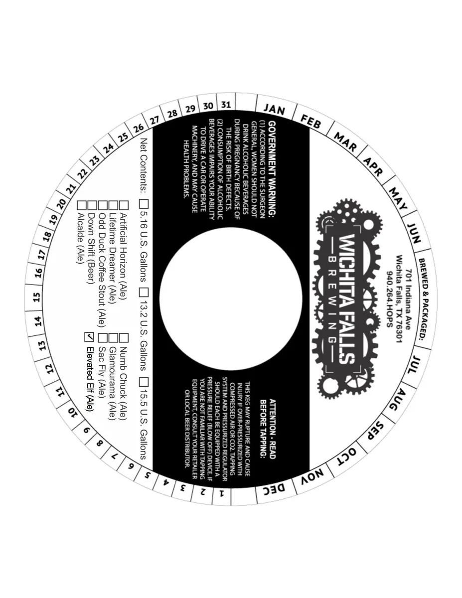 Elevated Elf — full label as filed with TTB