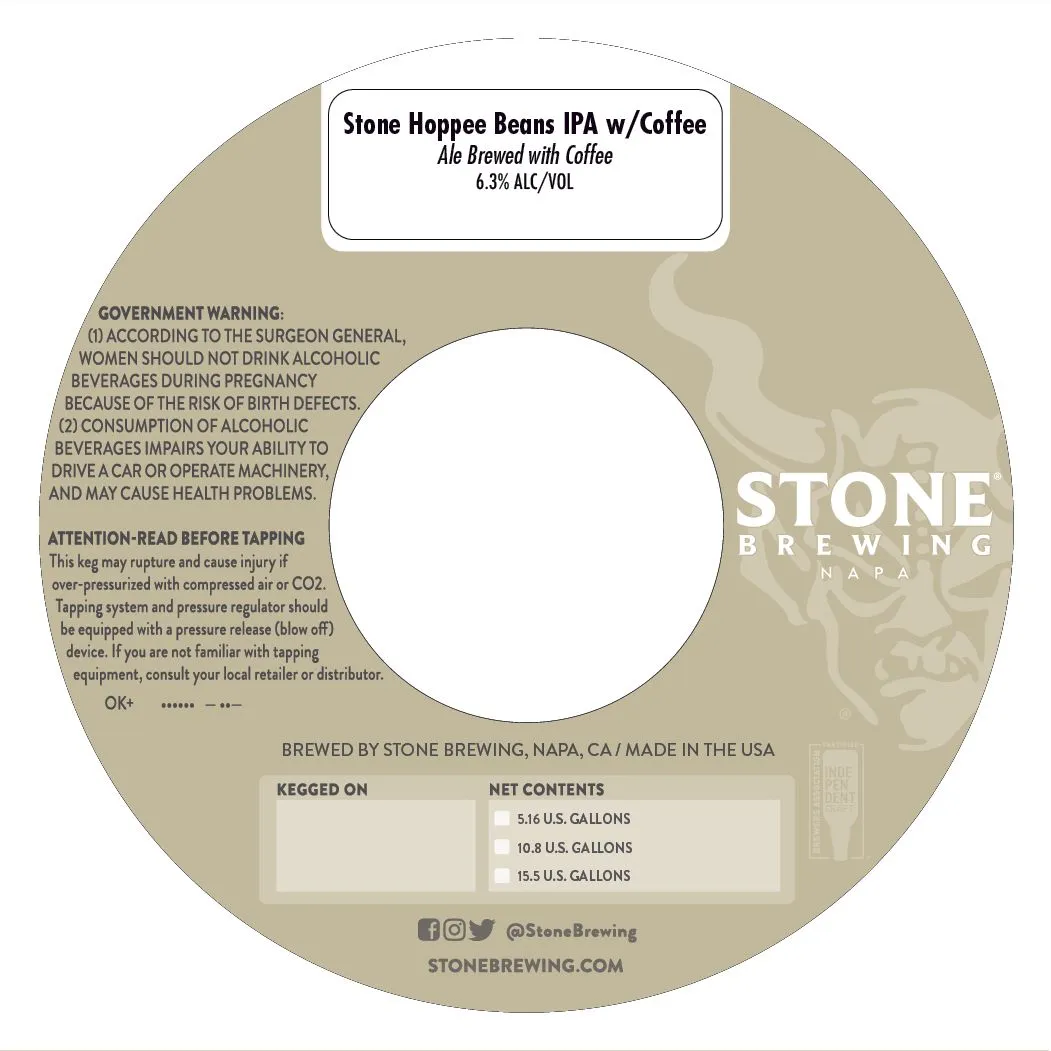 Stone Hoppee Beans IPA w/Coffee — full label as filed with TTB