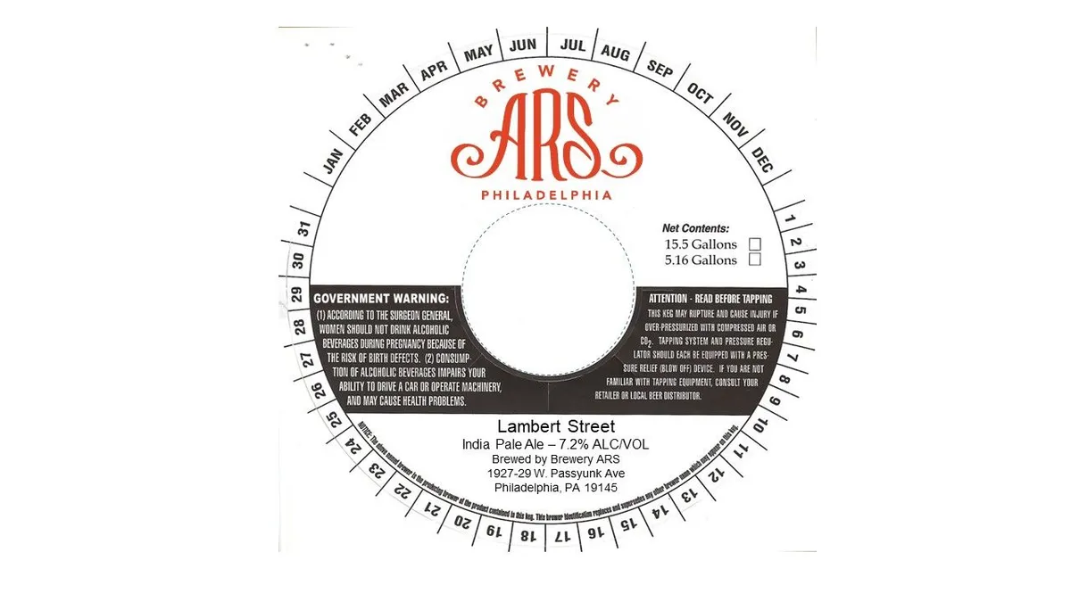 Lambert Street — full label as filed with TTB