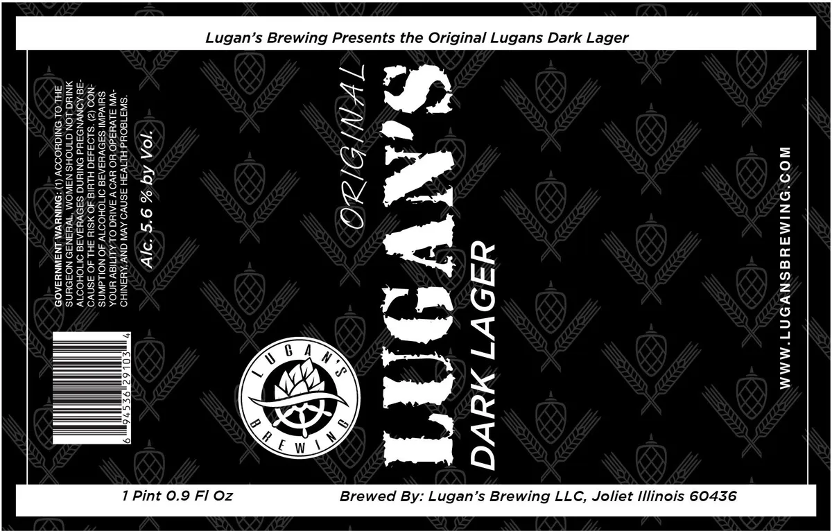 Lugan's Dark Lager — full label as filed with TTB