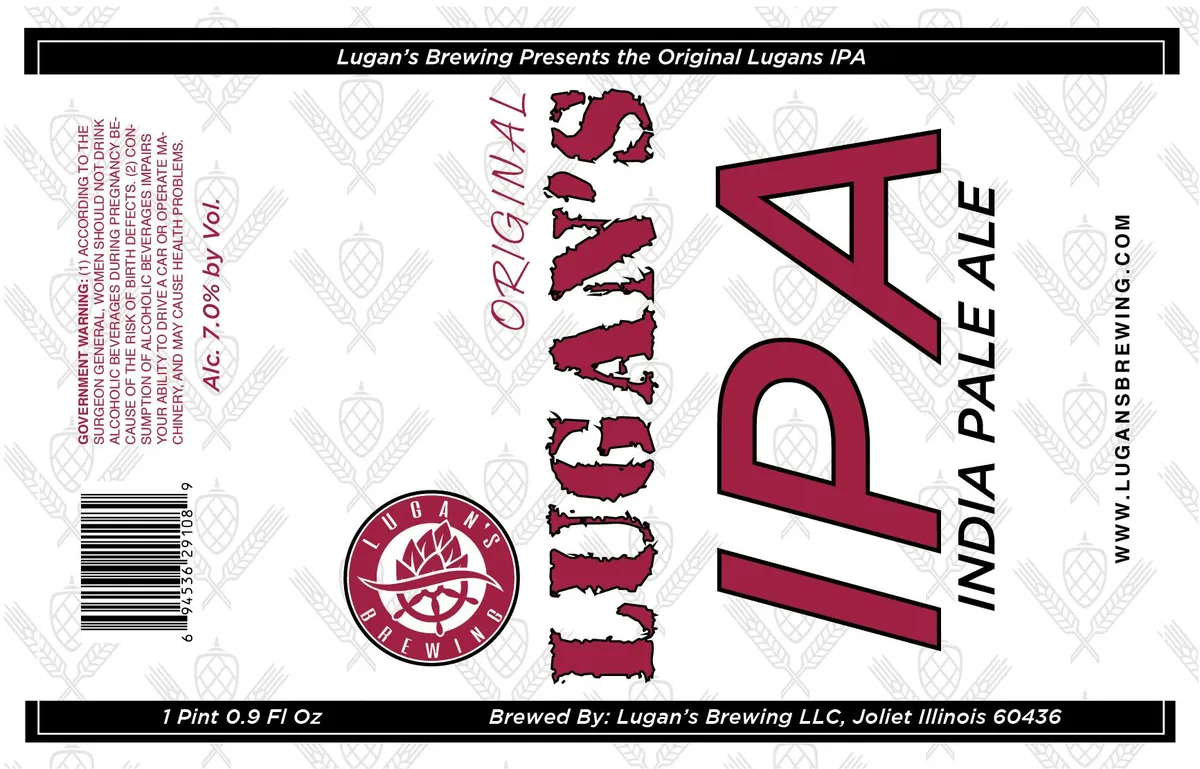 Lugan's IPA — full label as filed with TTB